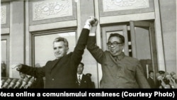 21 mai 1978. Nicolae Ceauşescu şi Kim Ir Sen la mitingului prieteniei româno-coreene cu prilejul vizitei oficiale întreprinse de Ceauşescu în R.D.P. Coreea. (20-23.V.1978) Fototeca online a comunismului românesc, cota: 163/1978