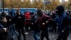 People take part in a rally organized by nationalists and far-right groups on National Unity Day in Moscow on November 4, 2020.