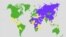 Mapa FH o slobodama u svijetu u 2012. godini (ljubičasta boja - neslobodne, žuta - djelomično slobodne, zelena - slobodne)
