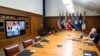 Президент США Джо Байден проводит по видеосвязи консультации со своими военными советниками по ситуации в Афганистане. 15 августа 2021, Кэмп-Дэвид