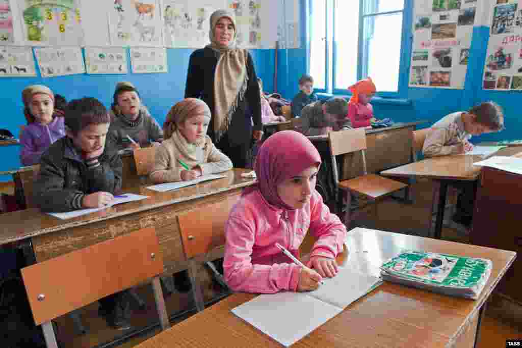 A lesson in the village of Andi in the Russian republic of Daghestan