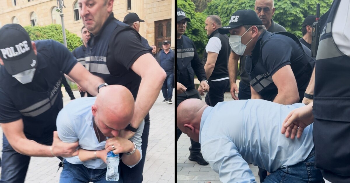 ერთი ადამიანი დააკავეს სასამართლოს ეზოში სხვიტარიძის საქმის გამომძიებლის დაკითხვის შემდეგ