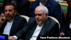 Iranian Foreign Minister Mohammad Zarif sits in the General Assembly Hall to listen to an address by Iranian president Hassan Rouhani at U.N. headquarters in New York City, New York, U.S., September 25, 2019