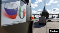 Ռուսաստանի զինված ուժերը բեռնատար ինքնաթիռներով մարդասիրական օգնություն են ուղարկում Իտալիա, «Տուշինո» ռազմական օդակայան, 22-ը մարտի, 2020թ.