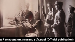 Українські бійці у приміщенні Галицького сейму, Львів, листопад 1918 року