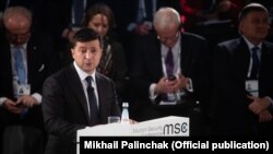 Президент України Володимир Зеленський на Мюнхенській конференції з питань безпеки. Мюнхен, 15 лютого 2020 року