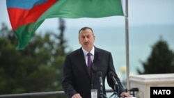 Президент Азербайджана Ильхам Алиев на пресс-конференции в Баку. Сентябрь 2012 года.