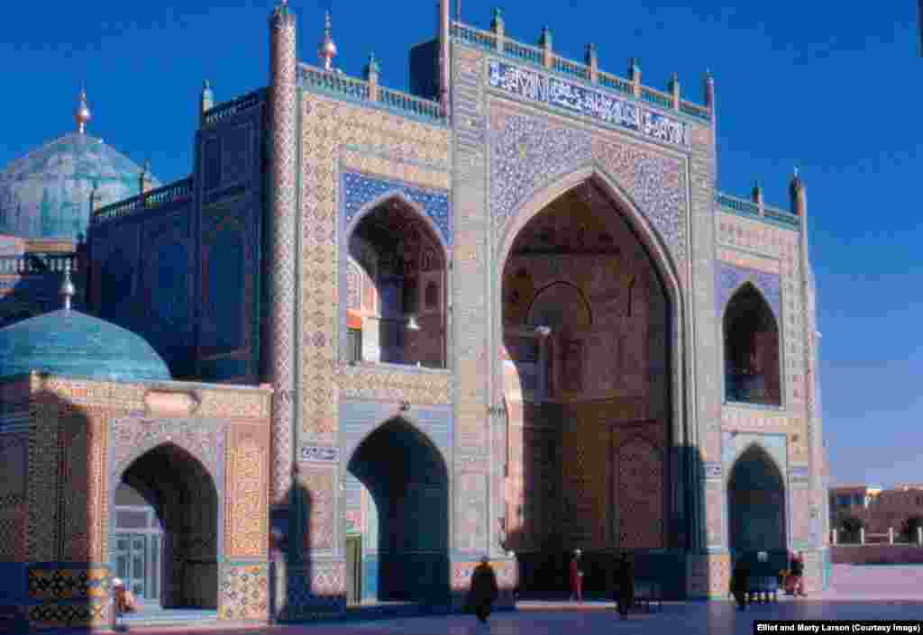 The Blue Mosque in Mazar-e Sharif. In 2011, the year the Larsons last returned to Afghanistan, four people were killed when a bicycle bomb exploded near the mosque.&nbsp;