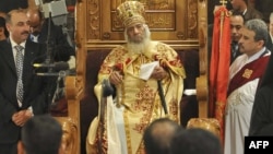 Pope Shenuda III, the late head of the Egyptian Coptic Orthodox church, at a Christmas service in 2010.