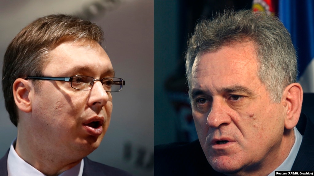 An party statement suggests Aleksandar Vucic (left) will "continue talks" with President and fellow SNS member Tomislav Nikolic (right) in an effort to avoid any split within the party's ranks.