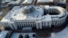 UKRAINE – Buildings of the Verkhovna Rada and the Cabinet of Ministers of Ukraine from aerial view in winter