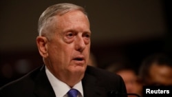 U.S. Defense Secretary Jim Mattis testifies before the Senate Armed Services Committee in Washington on June 13.