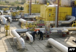 Employees work near an underground gas storage facility southwest of Lviv, Ukraine. (file photo)