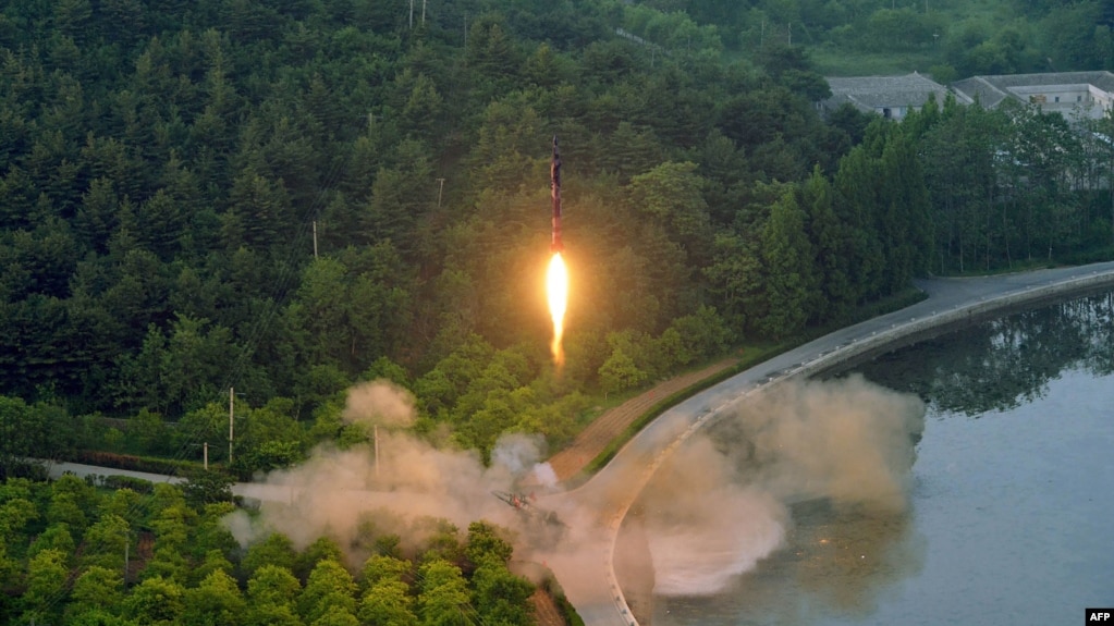North Korea test-fires a ballistic missile at an undisclosed location on May 28.