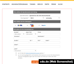 На зображенні – сторінка із партійного сайту німецького «Християнсько-демократичного союзу»