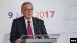 European Commission President Jean-Claude Juncker made his remarks at the Conference on Defense and Security in Prague on June 9. 