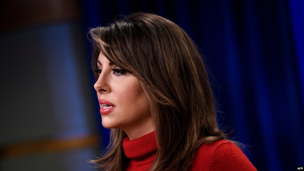 State Department Spokesperson Morgan Ortagus speaks during a briefing at the US Department of State January 17, 2020, in Washington, DC. (Photo by Brendan Smialowski / AFP)