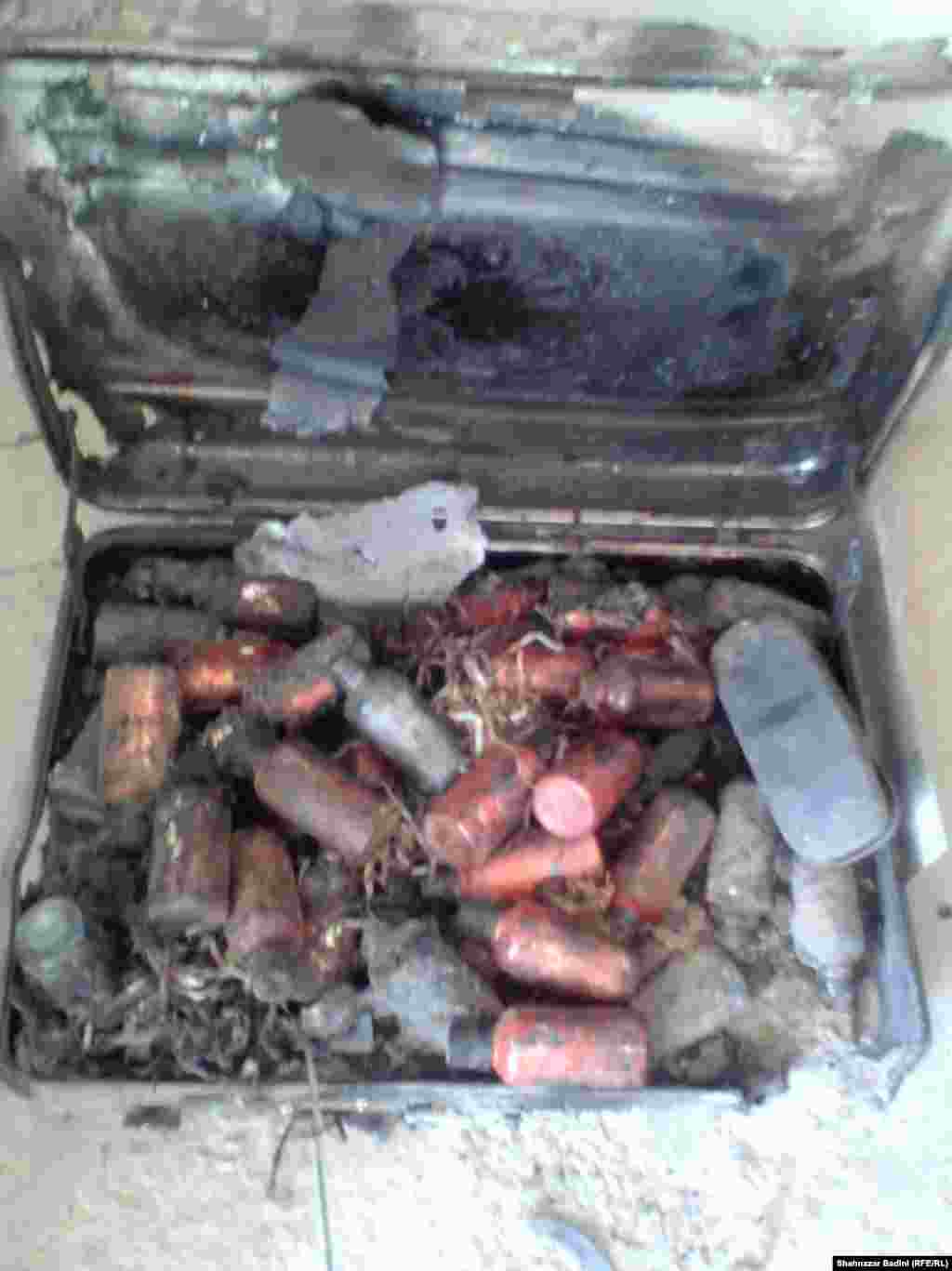 The Taliban leader’s suitcase, which apparently shows a lot of bottles of an unknown chemical or medicine. Some media reports suggest he had gone to Iran for medical treatment.