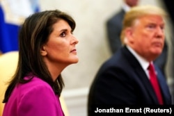 Haley and U.S. President Donald Trump in the Oval Office on October 9