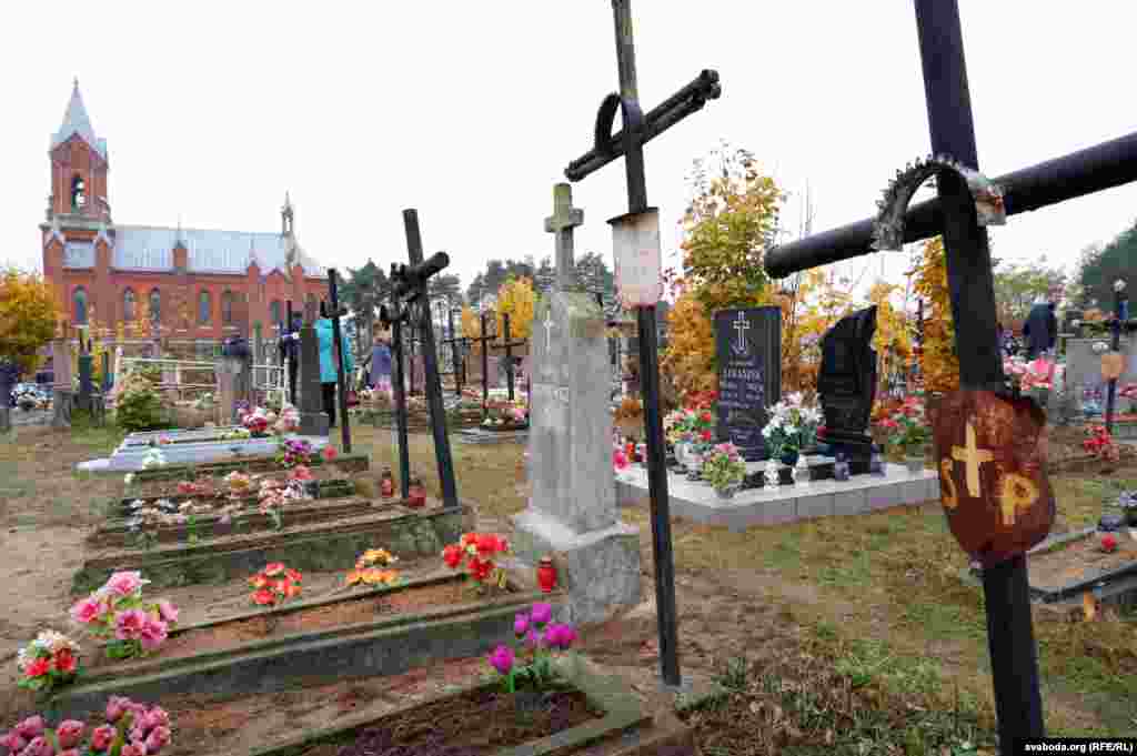 The decorated cemetery of St. Alexius Catholic church in Ivianiec