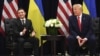 Ukrainian President Volodymyr Zelenskiy (left) and U.S. President Donald Trump meet for talks in New York on September 25.