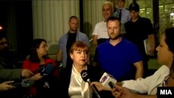 Обвинителката Вилма Русковска дава изјава по објавувањето на случајот „Рекет“.