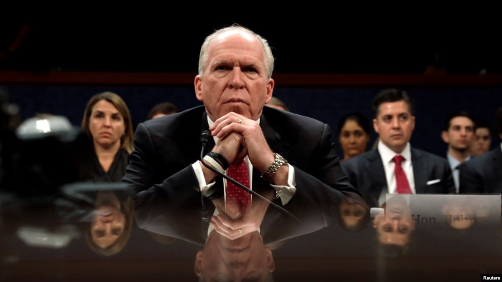 Former CIA director John Brennan testifies before the House Intelligence Committee in Washington on May 23.