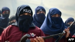 File photo of Pakistani women police commandos in Nowshera where the actress was killed on August 19. 