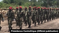 Militari centralafricani la o paradă în capitala Bangui.