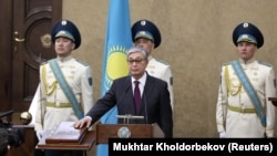 قاسم جومارت توکایف سرپرست ریاست جمهوری قزاقستان در جریان مراسم تحلیف