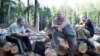 Khimki forest defenders at their camp on the site of the felling on July 15.