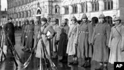 Red Army soldiers on Red Square in November 1922, shortly after the country marked the fifth anniversary of the 1917 Bolshevik takeover.