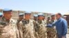 Armenia -- Defense Minister Seyran Ohanian inspects Armenian troops in Afghanistan, 24July 2010.