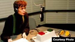 Germany - Sabina Cabaravdic, journalist and editor with the South Slavic Language Service, delivers the service's first broadcast from Munich on January 31, 1994.