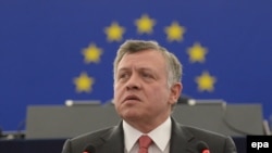 Mbreti Abdullah duke folur në Parlamentin Evropian