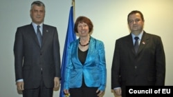 Hashim Thaci, Catherine Ashton i Ivica Dačić