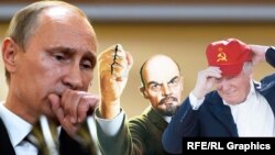 Владимир Путин, Владимир Ленин и Дональд Трамп. Иллюстрационный фотоколлаж
