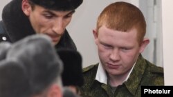 Amenia - Valery Permyakov, a Russian soldier accused of murdering an Armenian family, on trial in Gyumri, 18Jan2016.