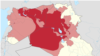 خارطة لأجزاء من العراق وسوريا (بالأحمر) توصف بأنها تحت سيطرة داعش