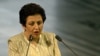 Iranian lawyer and human rights activist Shirin Ebadi and Nobel laureate gives her lecture after receiving the 2003 Nobel Peace prize during a ceremony in Oslo's city hall 10 December 2003.