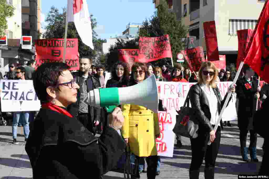 A street protest in Podgorica, the capital of Montenegro