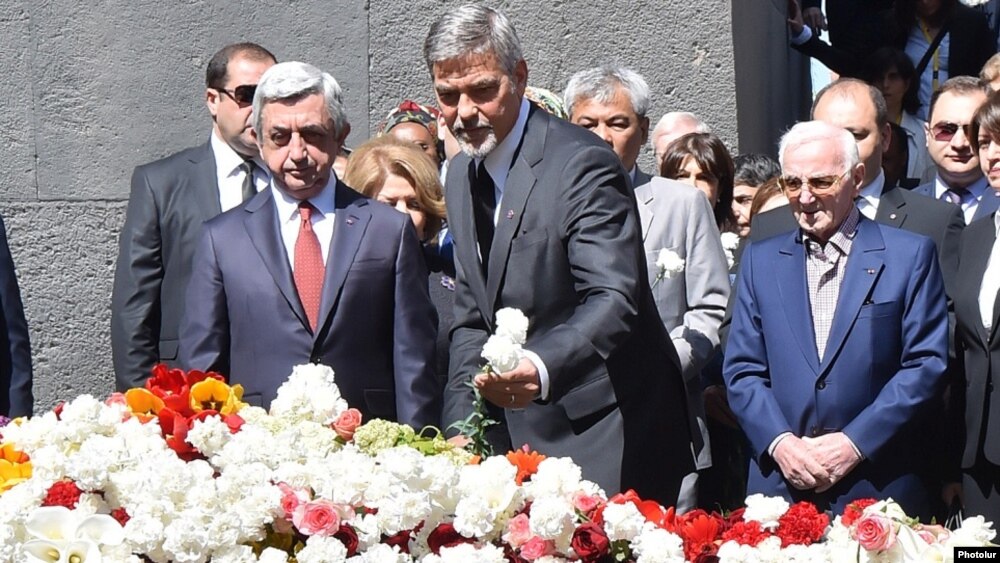 Aktori i Hollywood-it, George Clooney, gjatë ceremonisë përkujtimore në Armeni, 24 prill 2016.