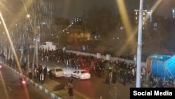 Protesters gather in Tehran on January 12.