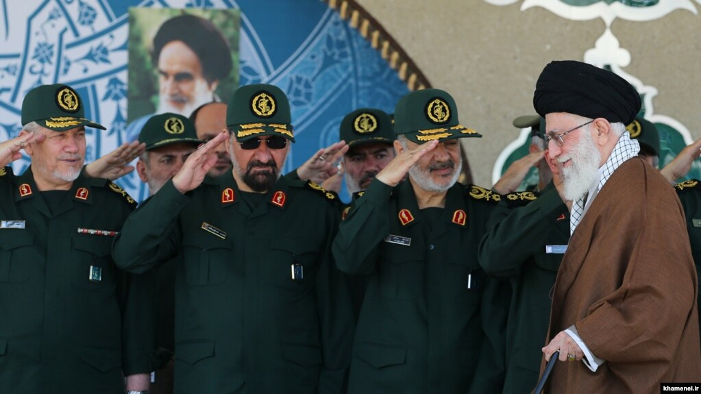 Iran' Supreme leader Ali Khamenei and IRGC's top commanders including Hossein Salami, Mohsen Rezaei and Yahya Rahim Safavi, undated.