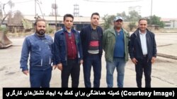Esmail Bakhshi (center) leader of the workers union at Haft Tappeh. He spent more than a year in jail and now is back to his work. June 12, 2020