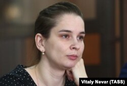 Neonatologist Elina Sushkevich of the Kaliningrad Regional Perinatal Health Center attends a hearing at the Kaliningrad regional court on July 11.