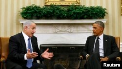 Barack Obama (djathtas) dhe Benjamin Netanyahu gjatë takimit të sotëm në Zyrën Ovale të Shtëpisë së Bardhë