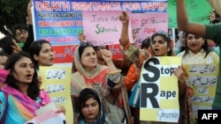 Pakistani women activists protesting the rape of a 5-year-old girl in Lahore this month. 