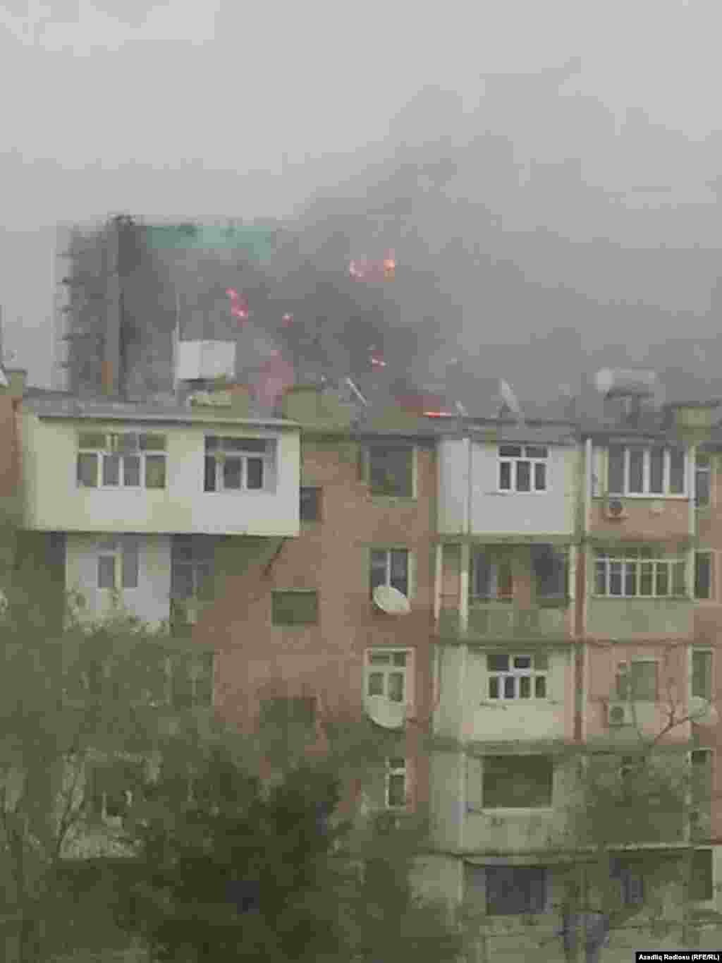 Azerbaijan - Building in fire