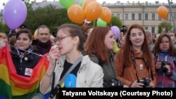 ЛГБТ-активистки в Петербурге, 19 мая 2015 г. 